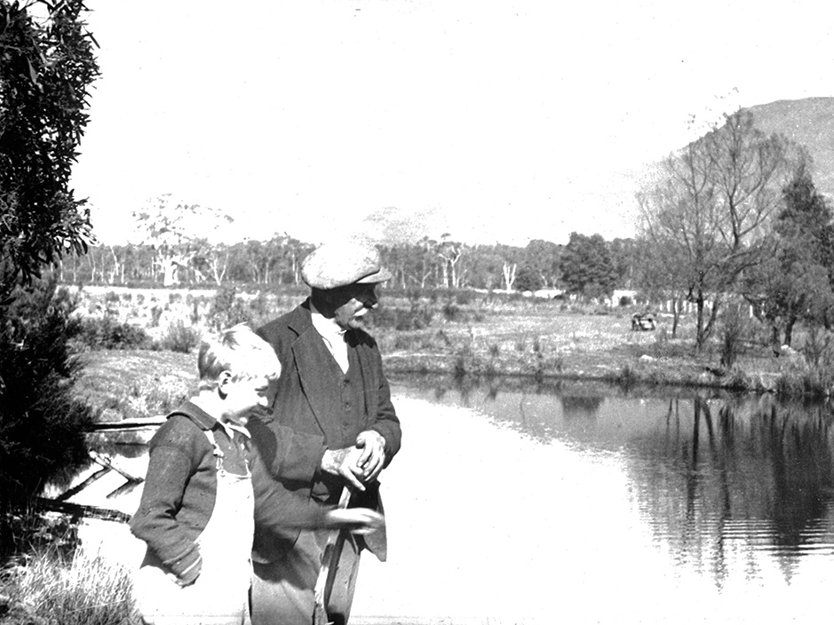 Harry Hill Banfield (my Aidan Banfields Great Grand Father) and His son Jim Banfield (my uncle) in the early 1930’s on the bank of the dam at what is now Redman Bluff Wetlands at Grampians Paradise Camping and Caravan Parkland